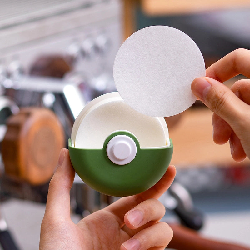 Italian Coffee Filter Paper Storage Box Round Mocha Pot Wall Hanging Dust Box Storage Box Coffee Machine Water Distribution Net