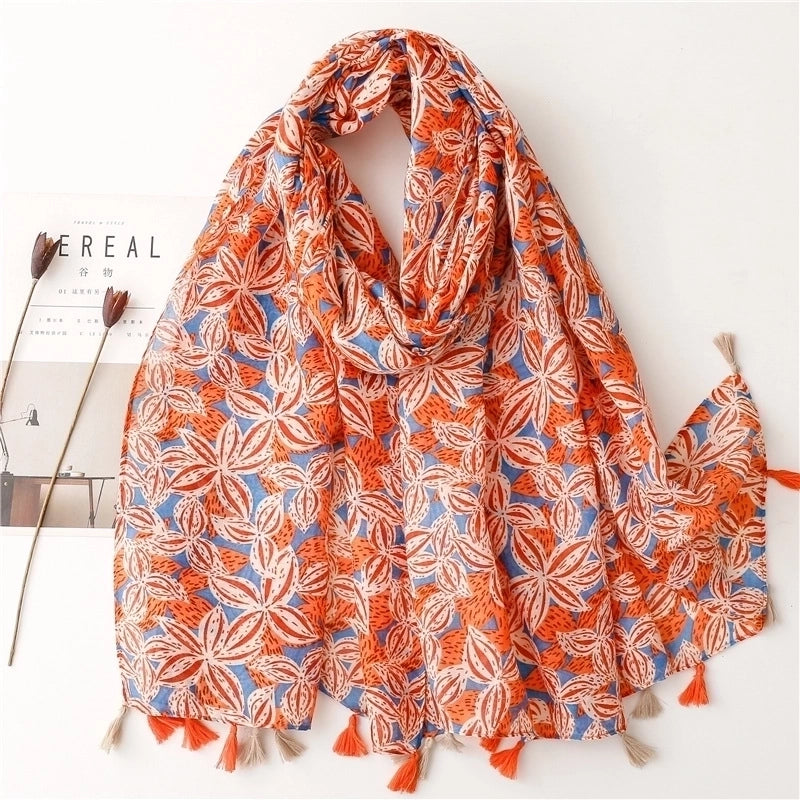 Women's Fashion Sweet Flower Polyester Tassel Winter Scarves