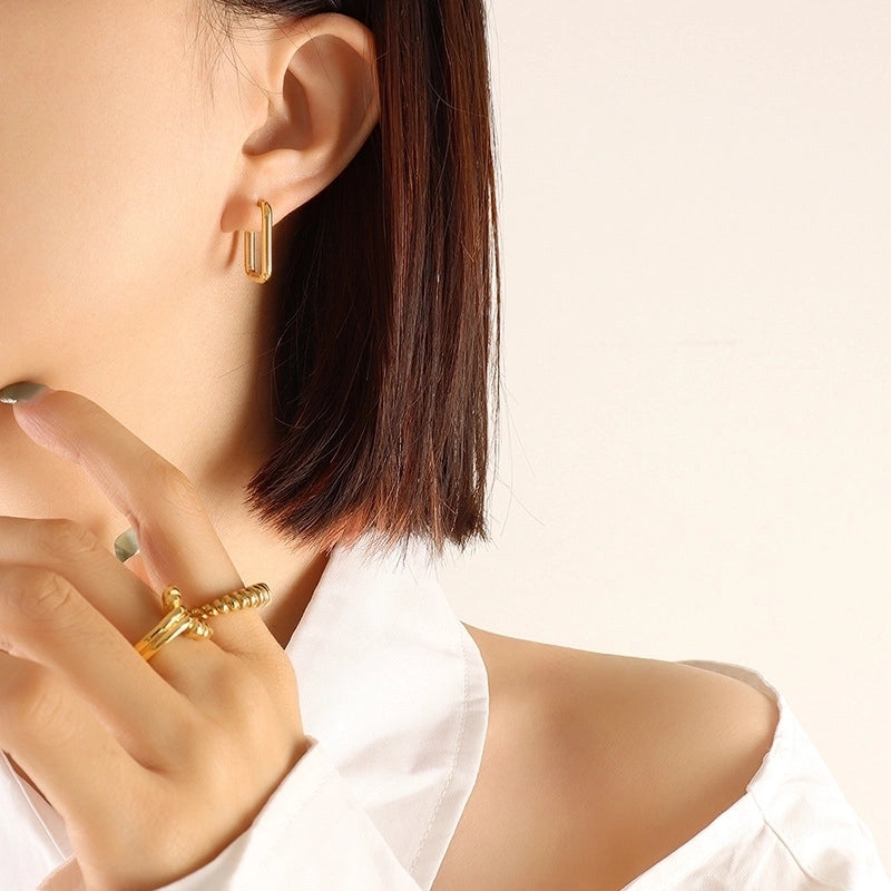 Geometric Plating 304 Stainless Steel No Inlaid 18K Gold Plated Earrings