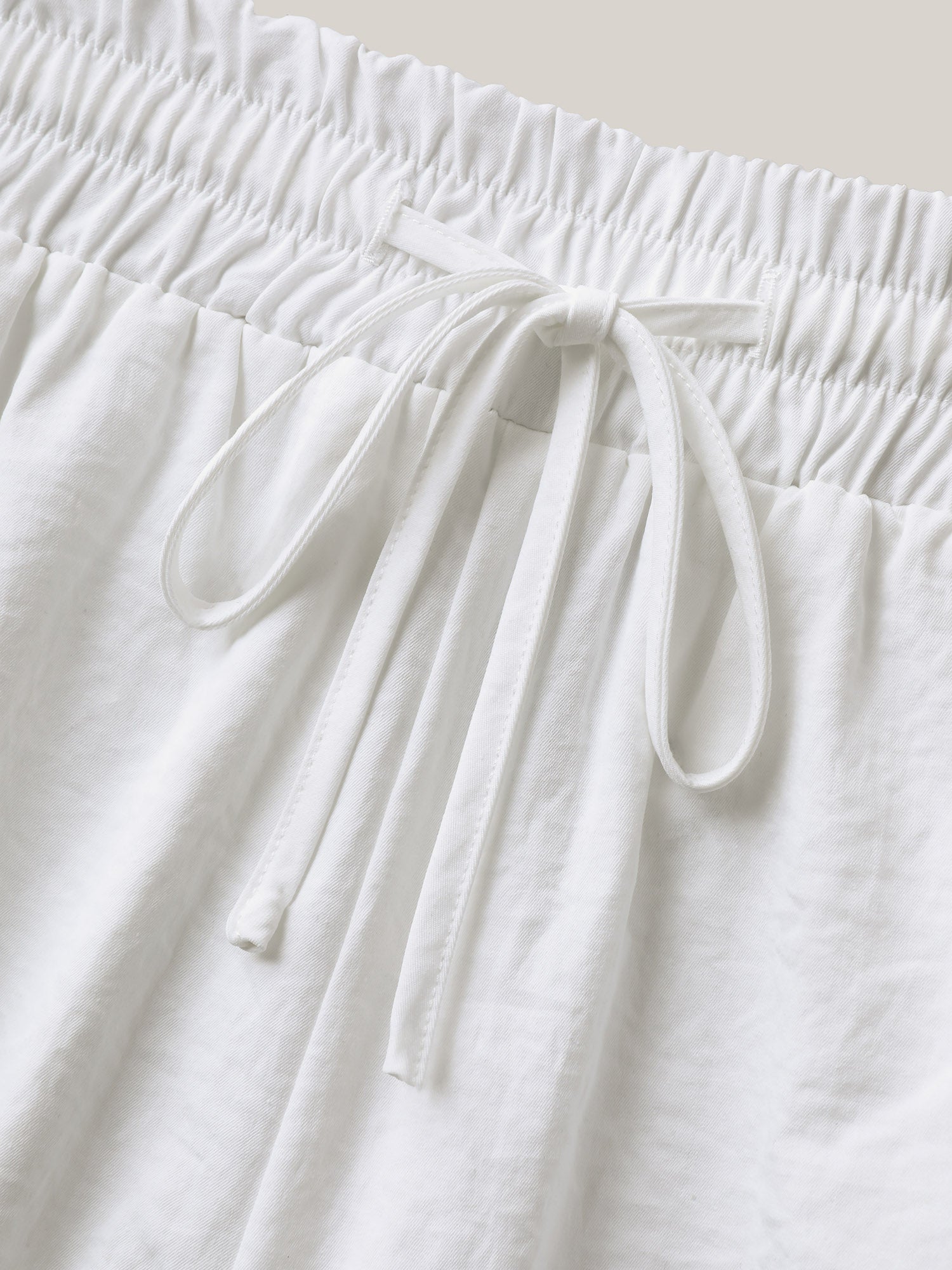 Lace Trim Wide-Leg Tie Pants