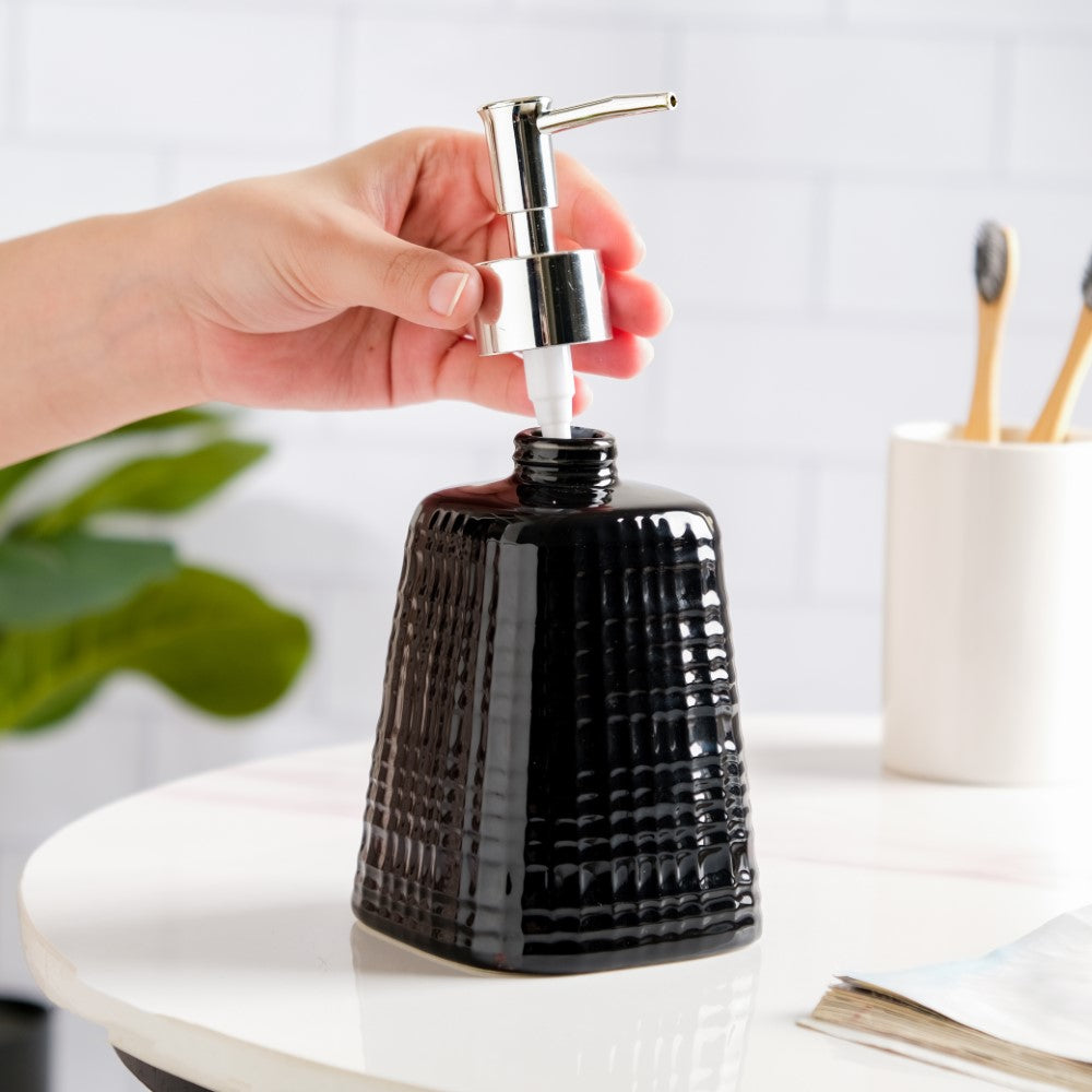 Geometric Ceramic Pump Dispenser Black 7 Inch
