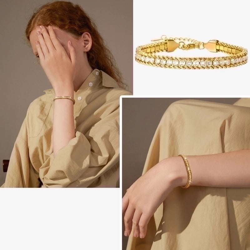 Modern Style Solid Color 201 Stainless Steel Zircon Bracelets In Bulk