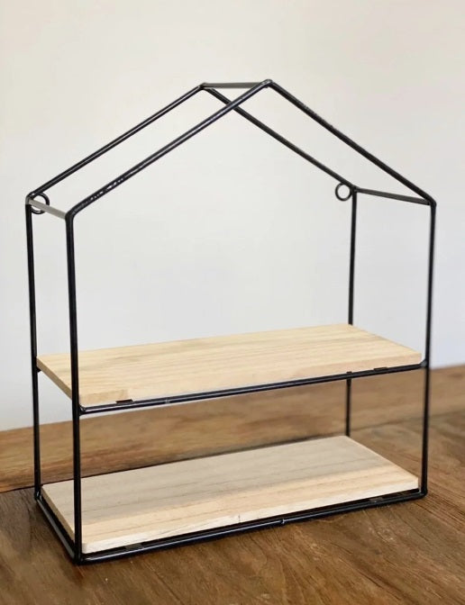 HUT-STYLE WALL SHELF - DOUBLE WOODEN LAYER STYLE
