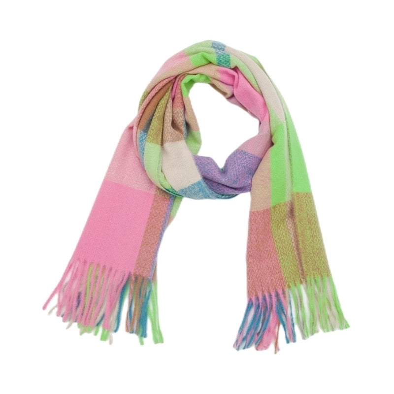 Women's Casual Minimalist Lattice Polyester Tassel Scarf