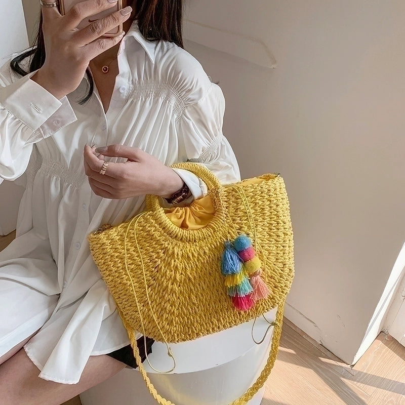 Women's All Seasons Straw Basic Beach Bag