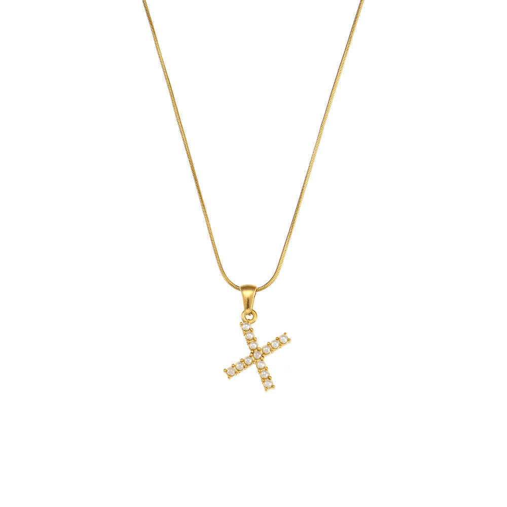 Fashion Letter Number Text Stainless Steel 18K Gold Plated Necklaces