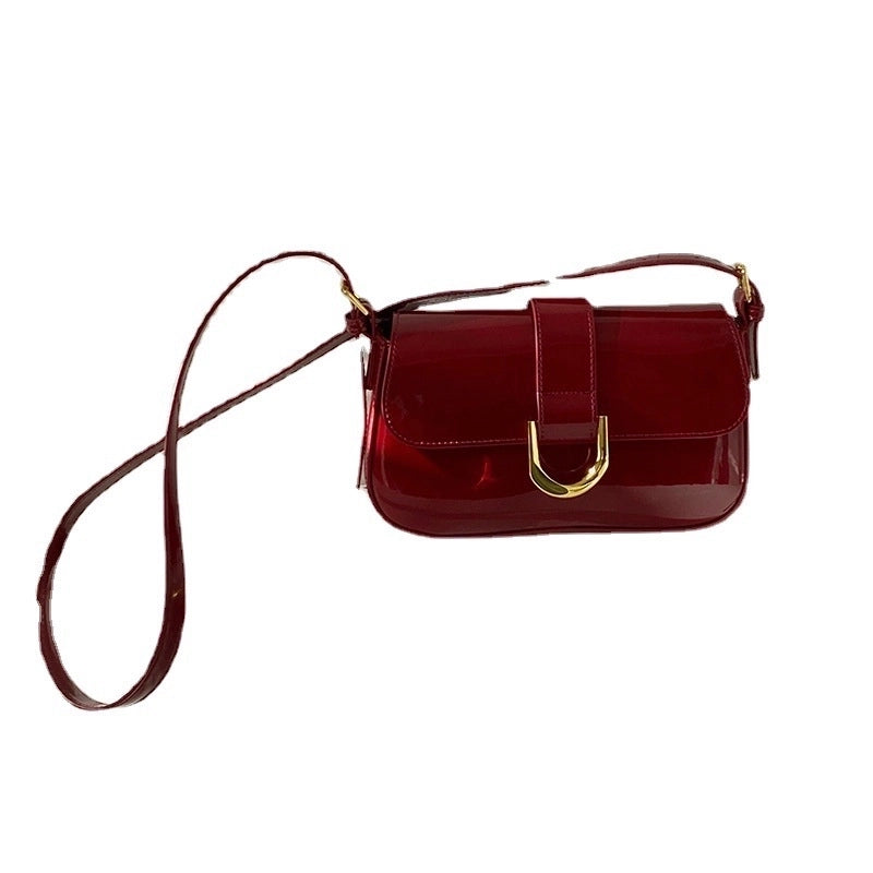 Women's Small Pu Leather Solid Color Streetwear Square Flip Cover Shoulder Bag