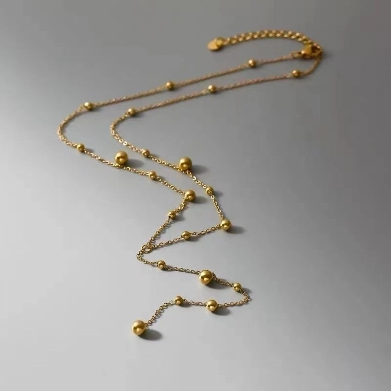 Minimalist Ball Titanium Steel Plating Long Necklace
