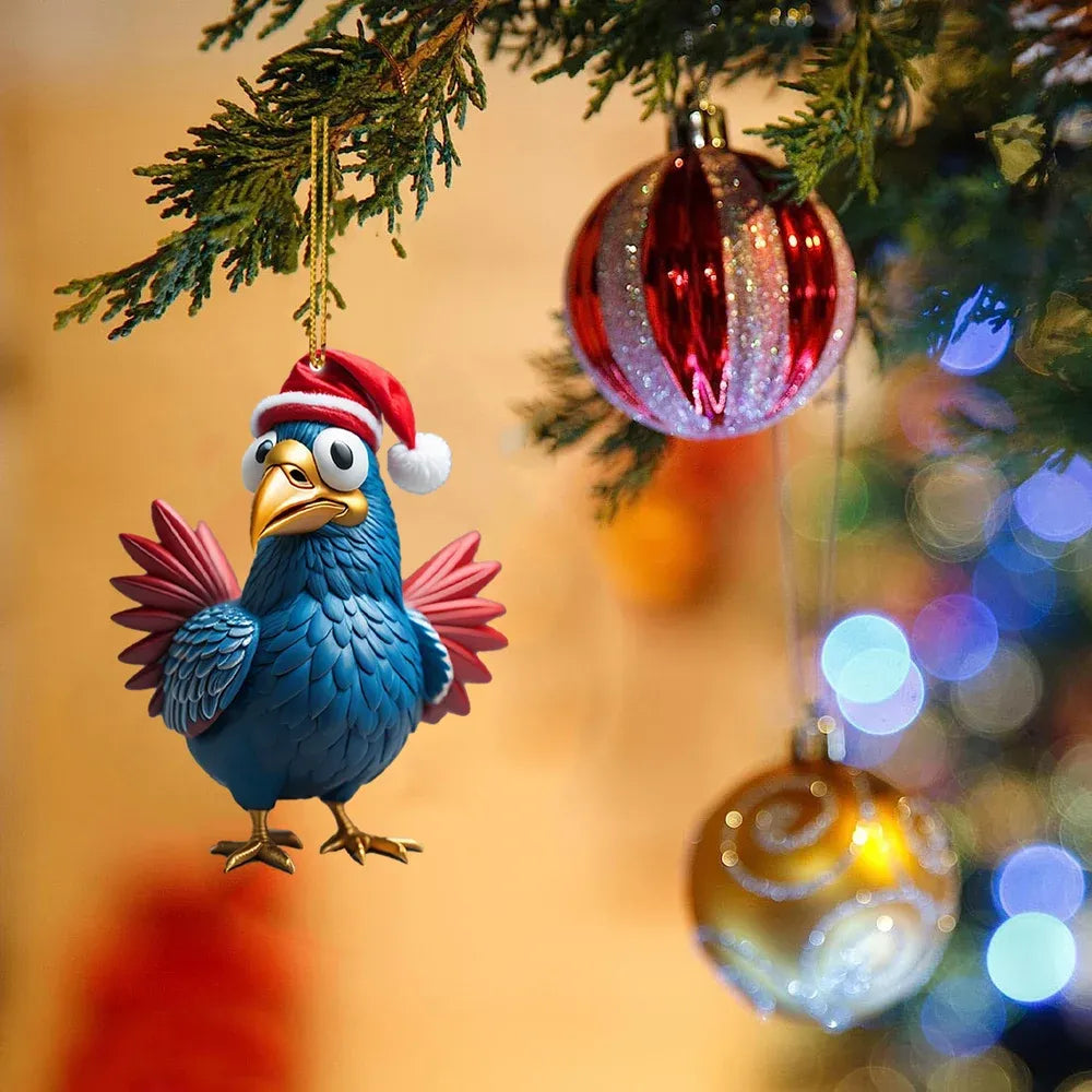 🎄12 Stuks🐓Kerstmuts kippen decoratie✨