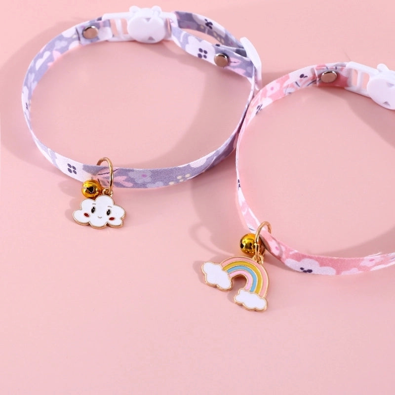 Pet Collar Cloud Rainbow Adjustable Bell Safety Buckle Cat Dog Collar