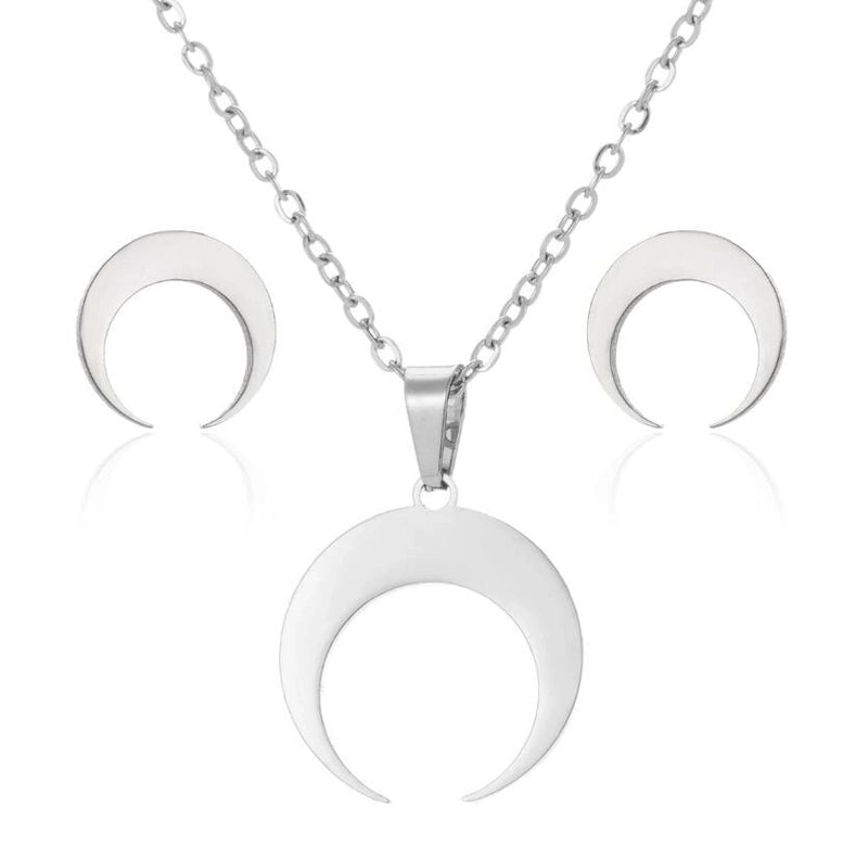 Fashion Geometric 201 Stainless Steel 18K Gold Plated Plating Earrings Necklace