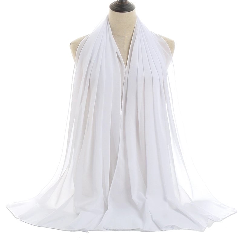Women's Minimalist Solid Color Chiffon Cotton Linen Scarves