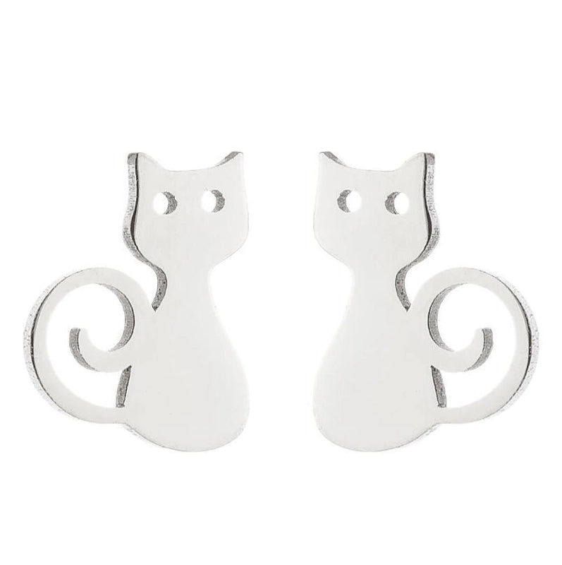 1 Pair Cute Cat Plating 304 Stainless Steel 18K Gold Plated Ear Studs