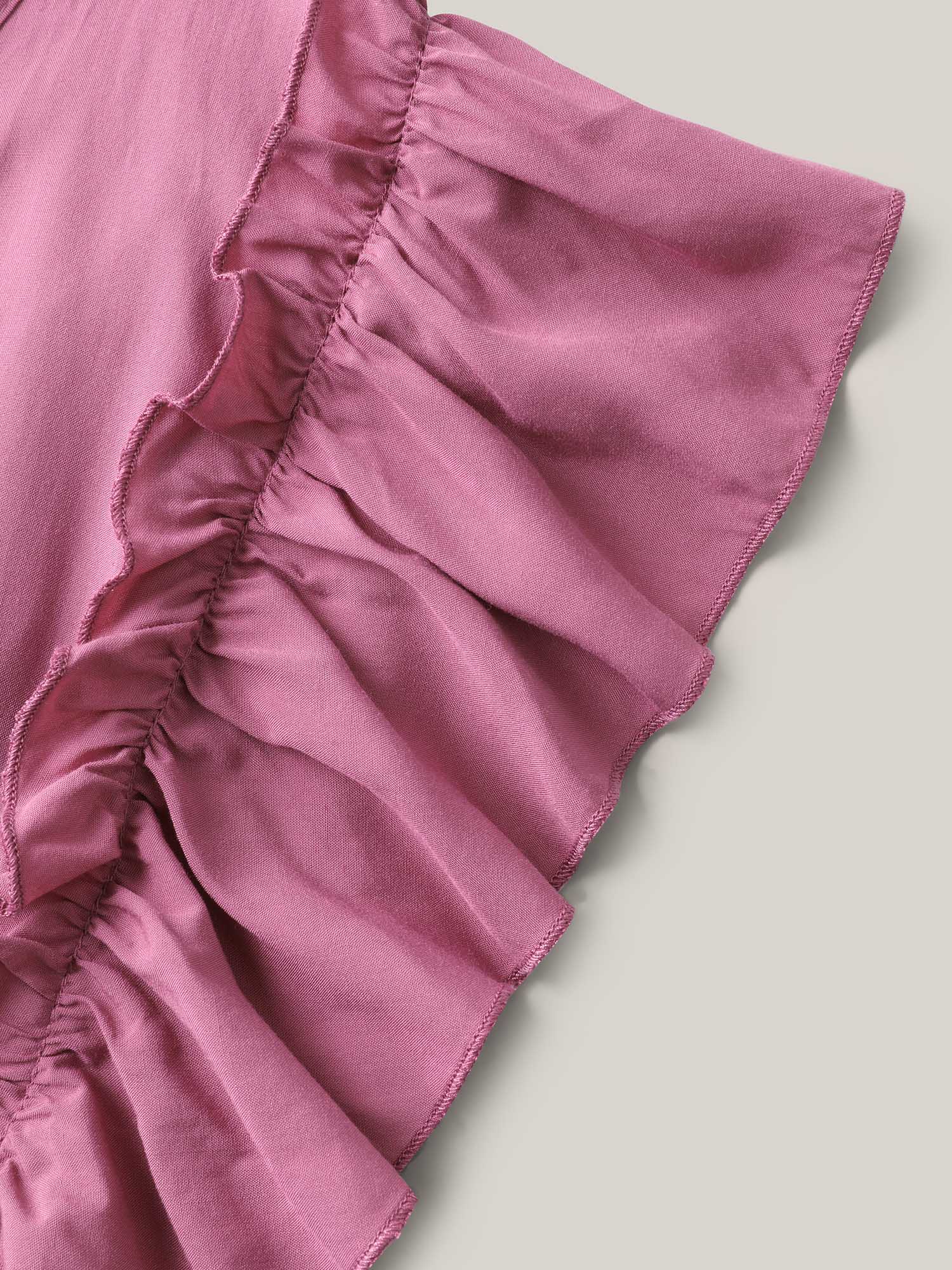 Rayon Ruffled Shirred Waist Solid Midi Dress