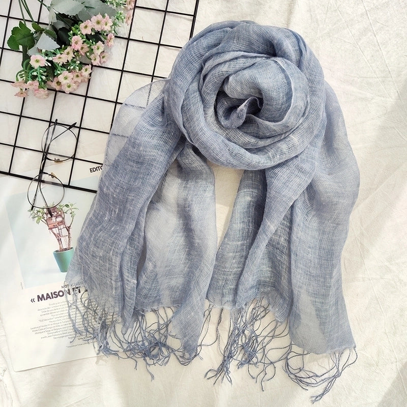 Women's Ethnic Style Solid Color Linen Silk Scarf