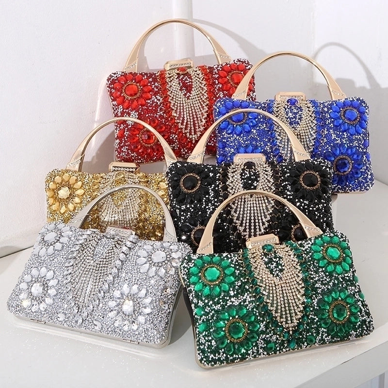Silver Black Red Pu Leather Flower Pillow Shape Evening Bags