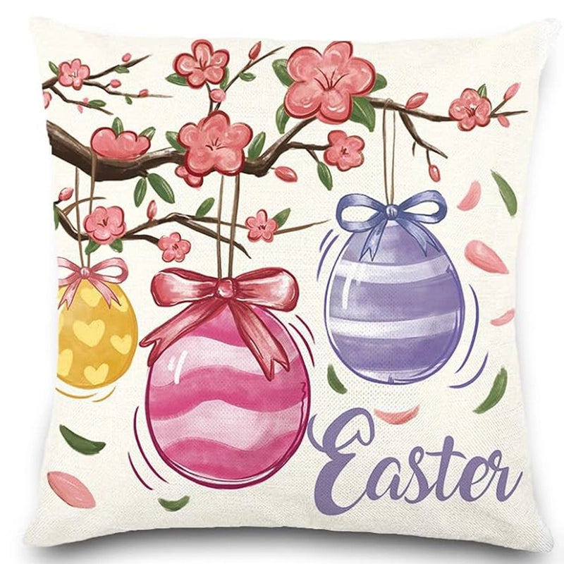 Easter Cute Classic Style Rabbit Letter Linen Pillow Cases Couch & Sofa Decor