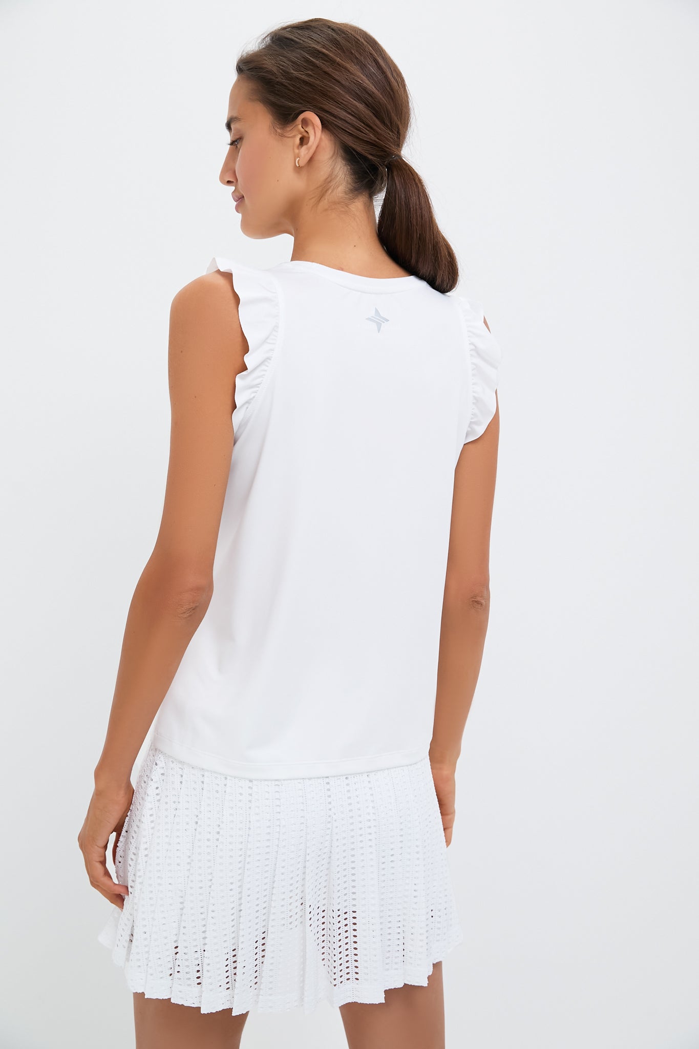 White Ruffle Lea Tank