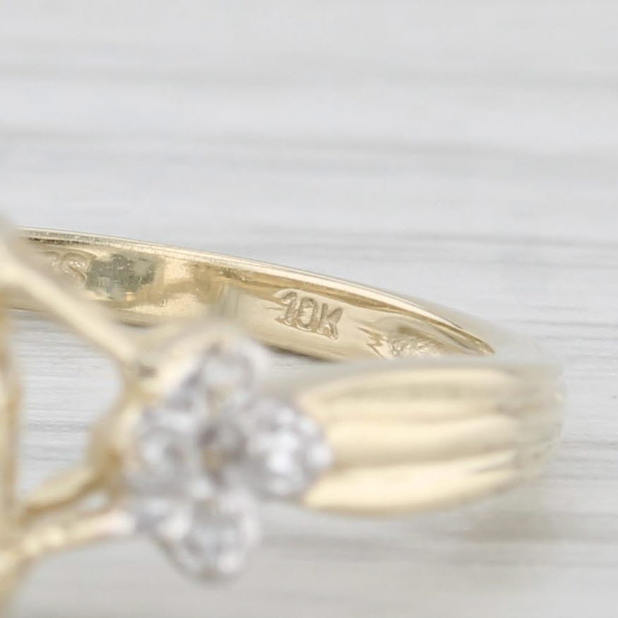 2.22ctw Pear Aquamarine Diamond Ring 10k Yellow Gold Size 6