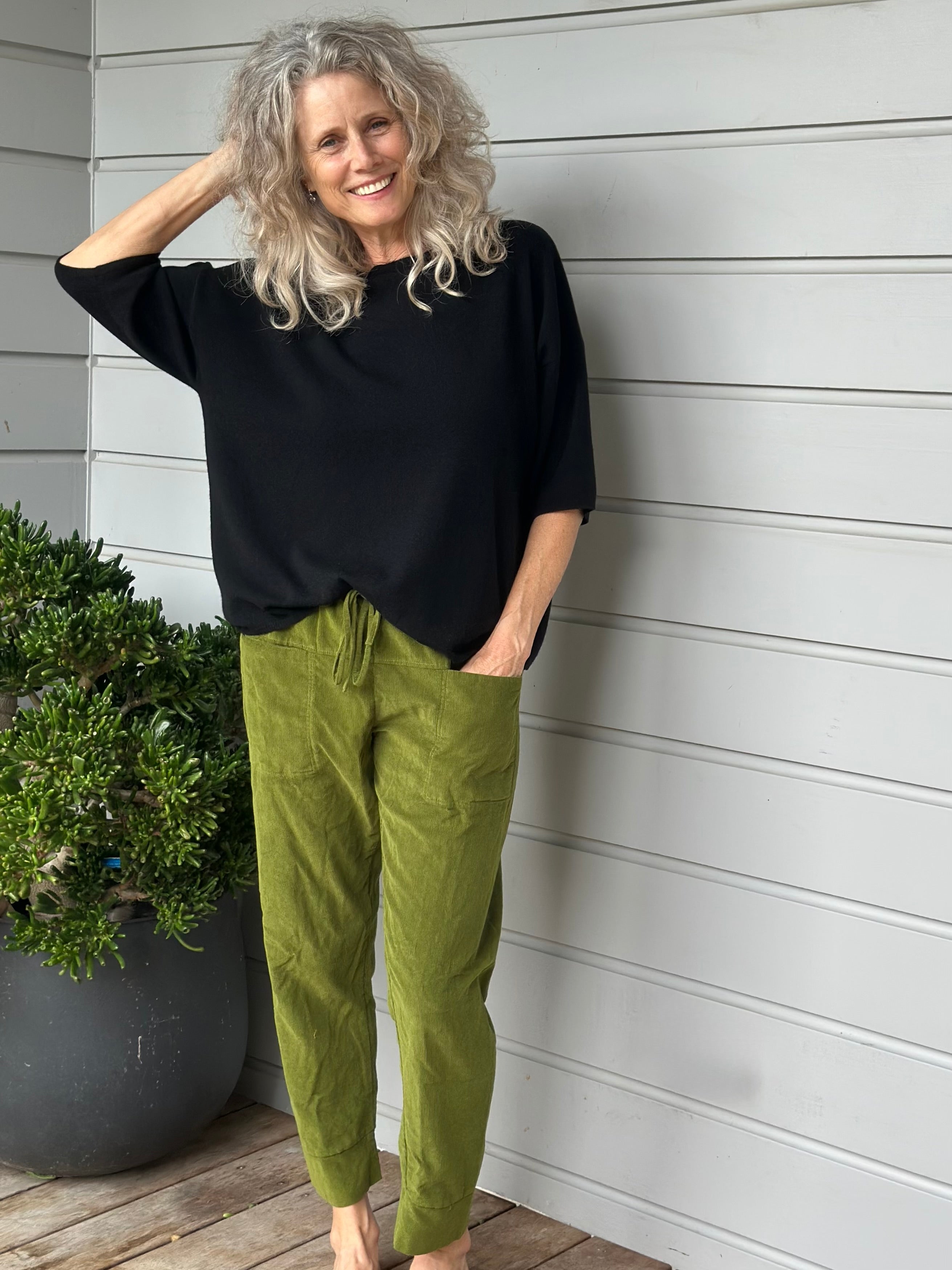 darcy pant-olive green cord