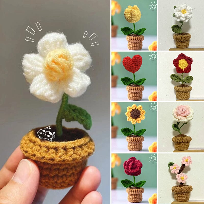 Handmade knitted flowers