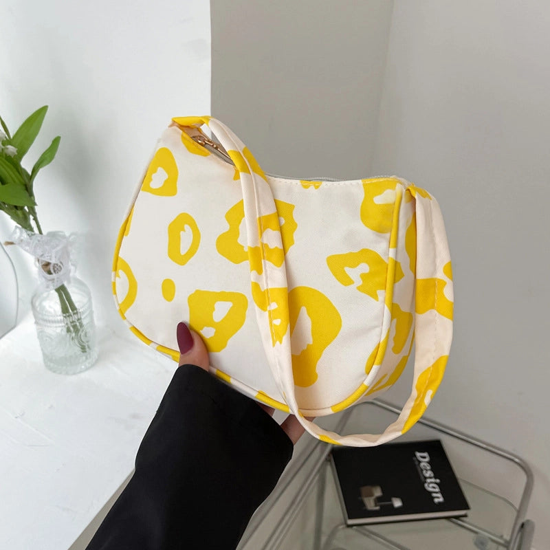 Women's Small Cloth Leopard Streetwear Zipper Underarm Bag