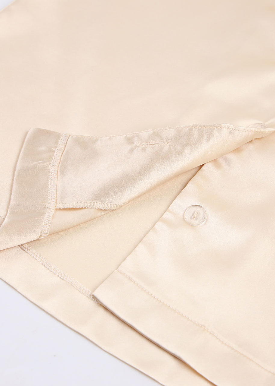 Sexy Apricot Elastic Waist Ice Silk Shorts Skirts Three Piece Suit Set Summer