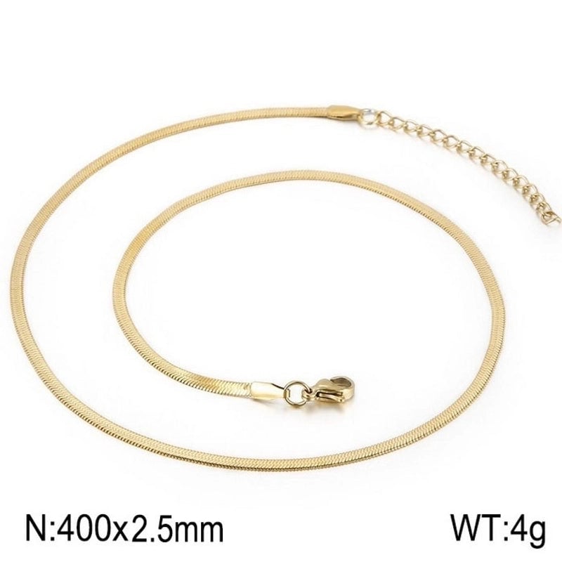 Classic Style Solid Color Titanium Steel 18K Gold Plated Plating Chain Necklace