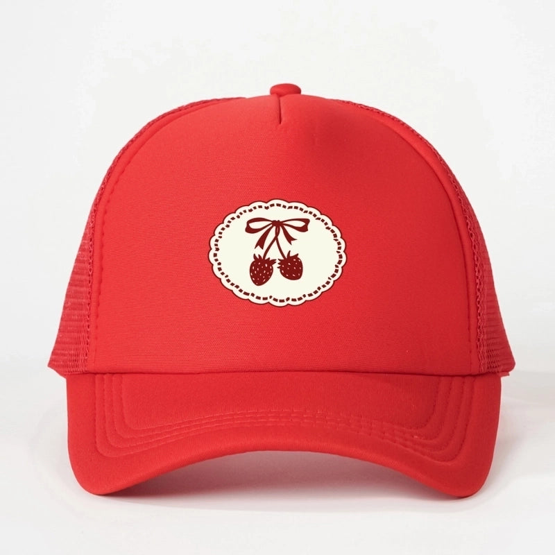 Unisex Commute Strawberry Bow Knot Curved Eaves Baseball Cap