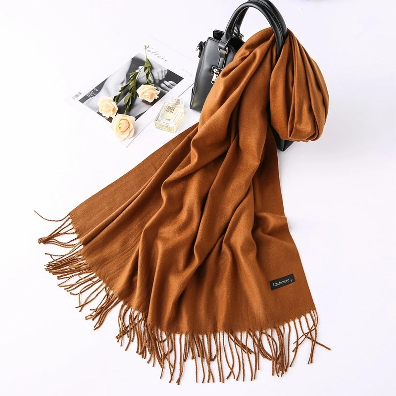 Solid Color 250g Cashmere Wool Scarf Short Thorn Lint Cashmere Warm Men's And Women's Autumn And Winter Shawls