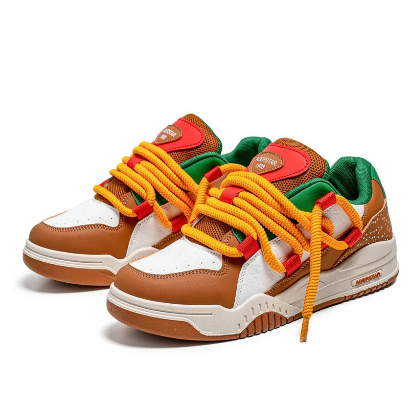 Advbridge Hamburger Sneakers Men Original Luxury Skateboard Shoes Men Casual Sports Shoes Street Hip Hop Men's Trendy Skate Shoes