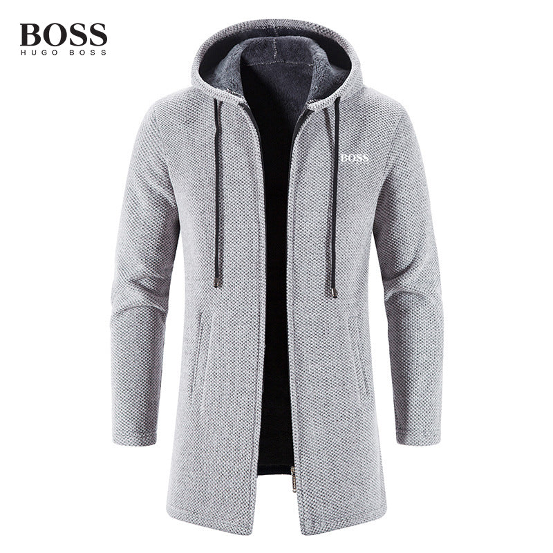 BOSS MEN-S LONG SLEEVE THICKENING CARDIGAN WARM CASUAL JACKET COAT