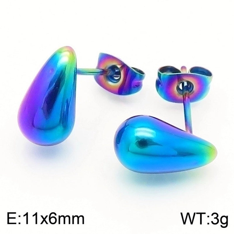 1 Pair Minimalist Water Droplets Plating Stainless Steel 18K Gold Plated Earrings
