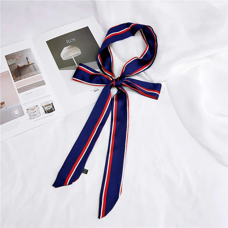 2 M New Polka Dot Special Long Edition Thin Narrow Silk Scarf Women's Spring Summer Autumn Scarf Belt Black And White Fashion