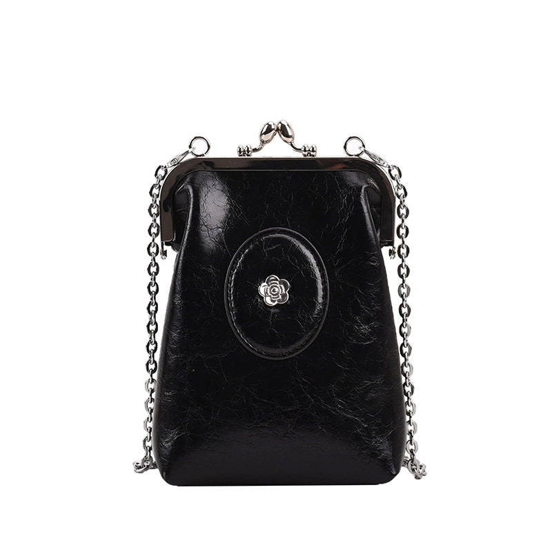 Women's Small Pu Leather Solid Color Streetwear Square Lock Clasp Shoulder Bag Crossbody Bag Chain Bag