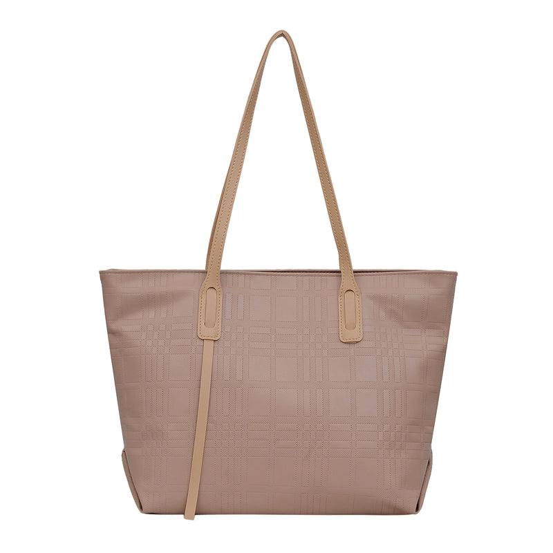 Women's Pu Leather Solid Color Streetwear Square Zipper Tote Bag