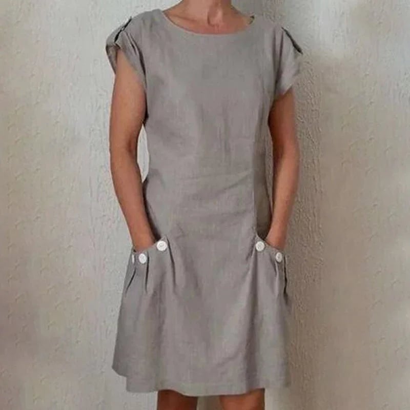 Solid Double Pocket Dress--BUY 2 FREE SHIPPING