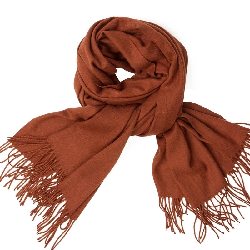 Women's Minimalist Tassel Solid Color Imitation Cashmere Scarf