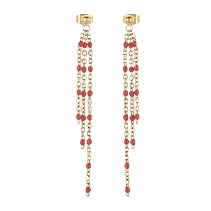 1 Pair Modern Style Tassel Plating Chain Stainless Steel 18K Gold Plated Drop Earrings