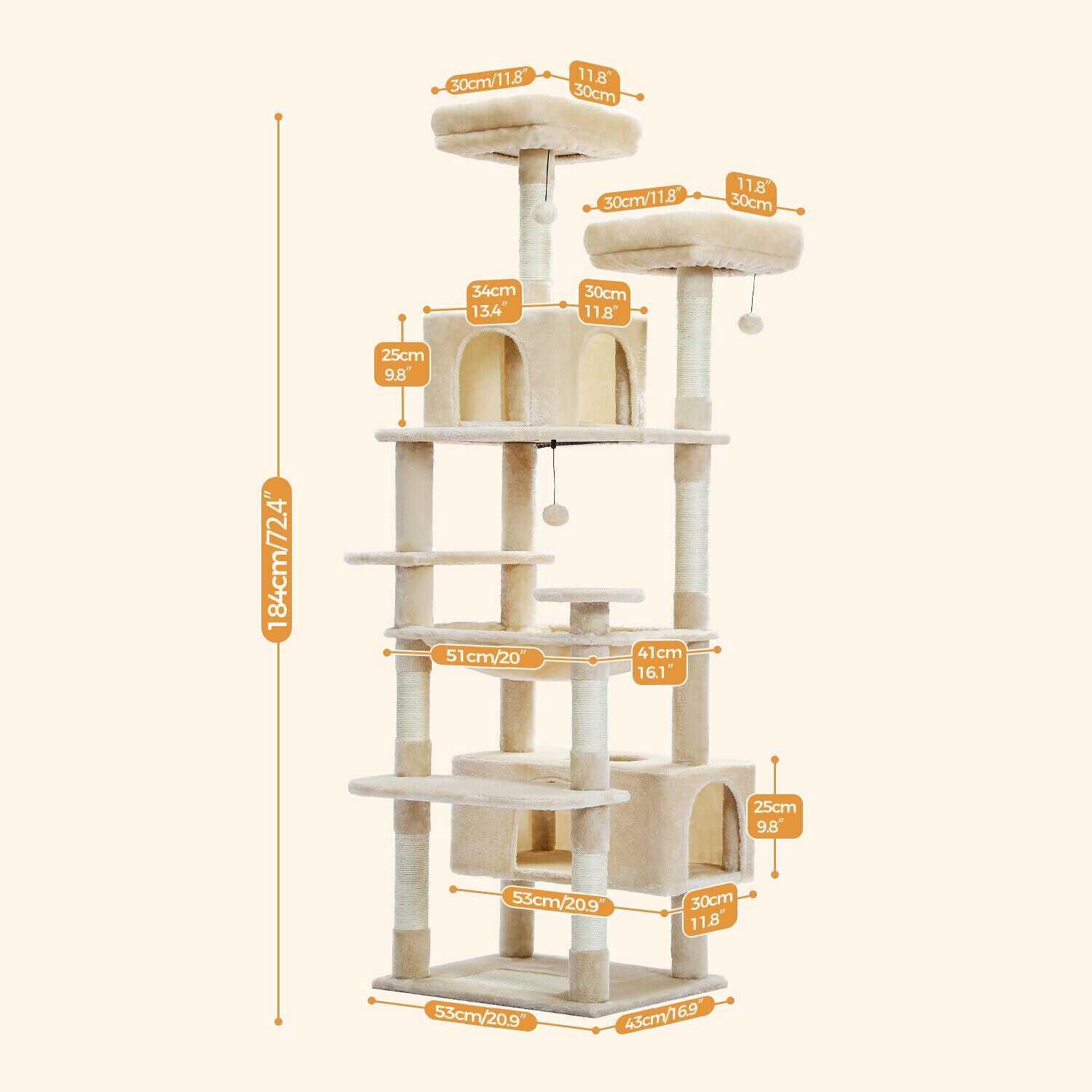 184cm Multilevel Cat Scratching Tower/ Tree