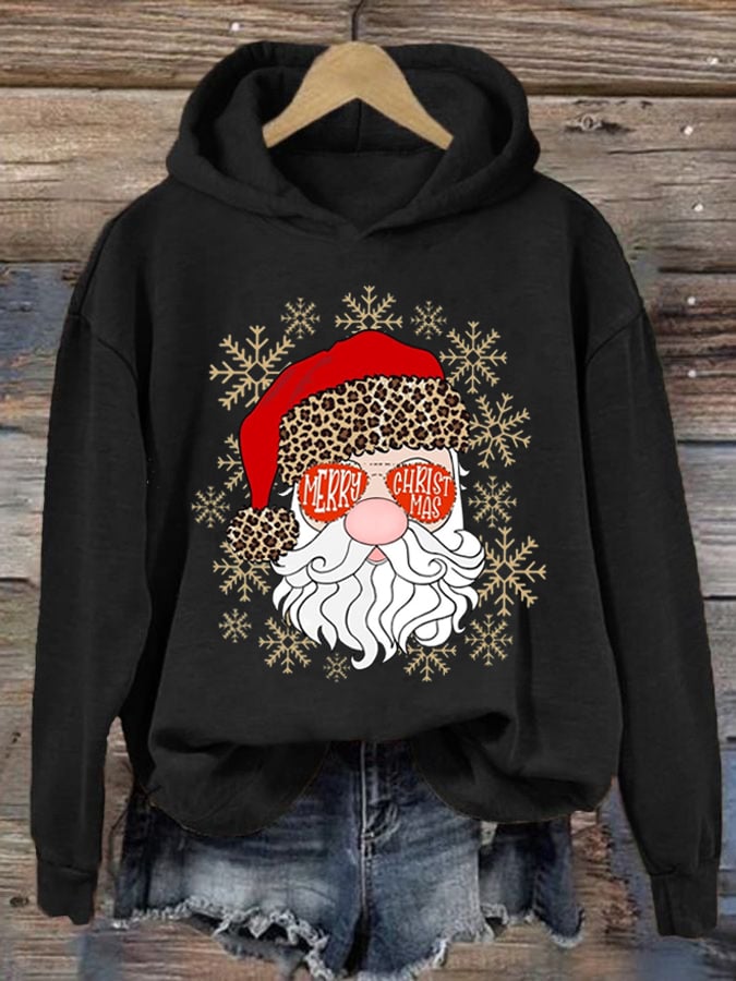 Women's Cute Santa Claus Print Hoodie