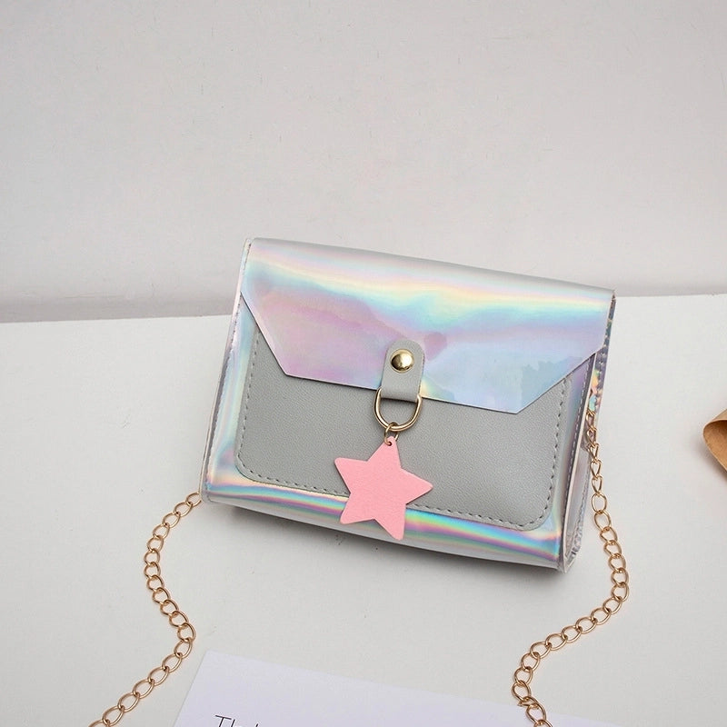 Women's Small Pu Leather Colorful Star Elegant Streetwear Square Flip Cover Shoulder Bag Crossbody Bag Square Bag
