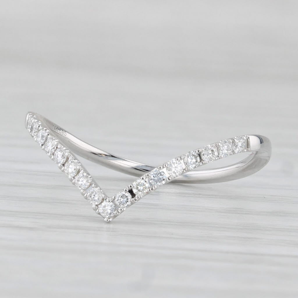 New 0.19ctw Diamond Contoured V Wedding Band 14k Gold Stackable Anniversary Ring