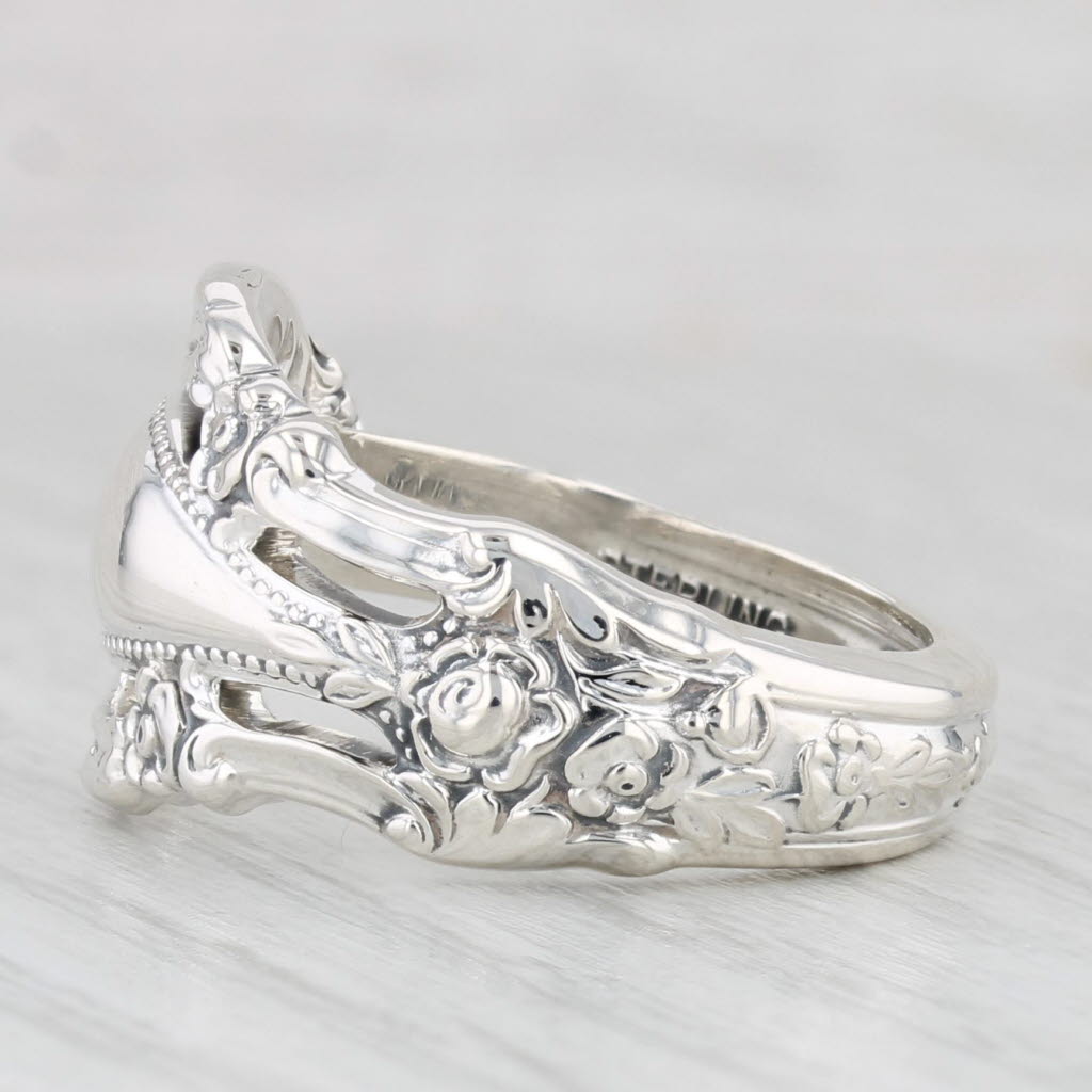Eloquence Flower Pattern Spoon Ring Sterling Silver Size 6.25