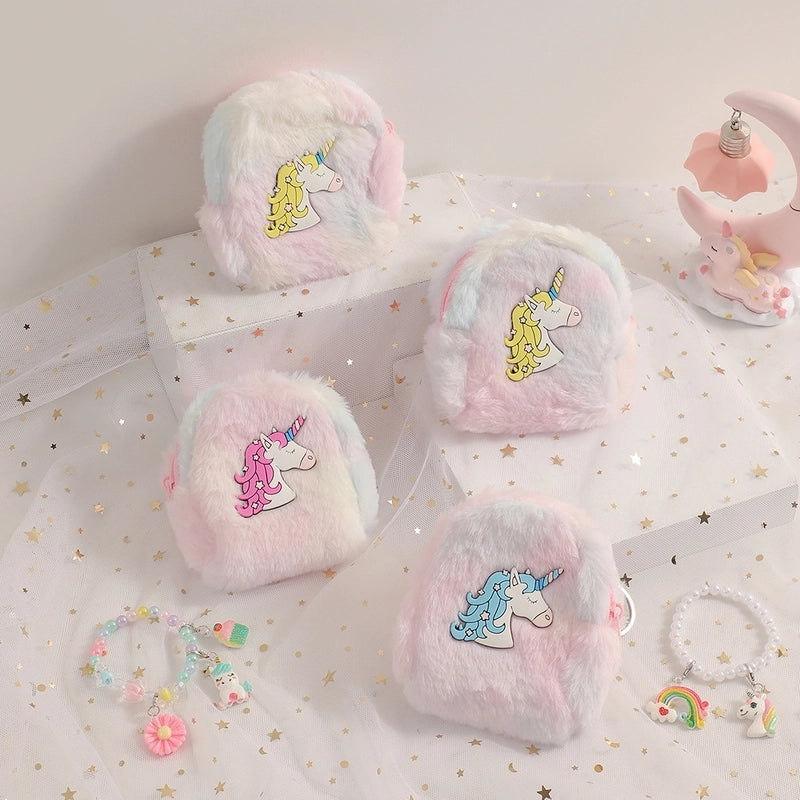 Women's Animal Cartoon Plush Zipper Kids Wallets