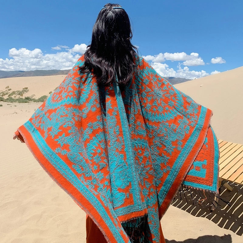 Women's Retro Ethnic Style Printing Acrylic Shawl