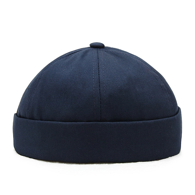 Spring And Summer Sailor's Hat Beanless Flanged Monster Hat Men's Melon Skin Hat Solid Color Pure Cotton Yuppie Hat For Men And Women