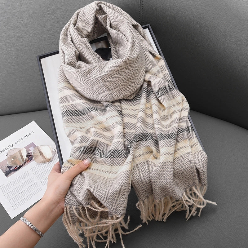 Women's Casual Classic Style Stripe Polyester Scarf