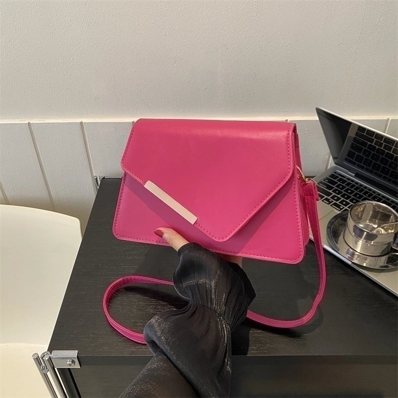 Women's Pu Leather Solid Color Basic Vintage Style Square Flip Cover Shoulder Bag Crossbody Bag