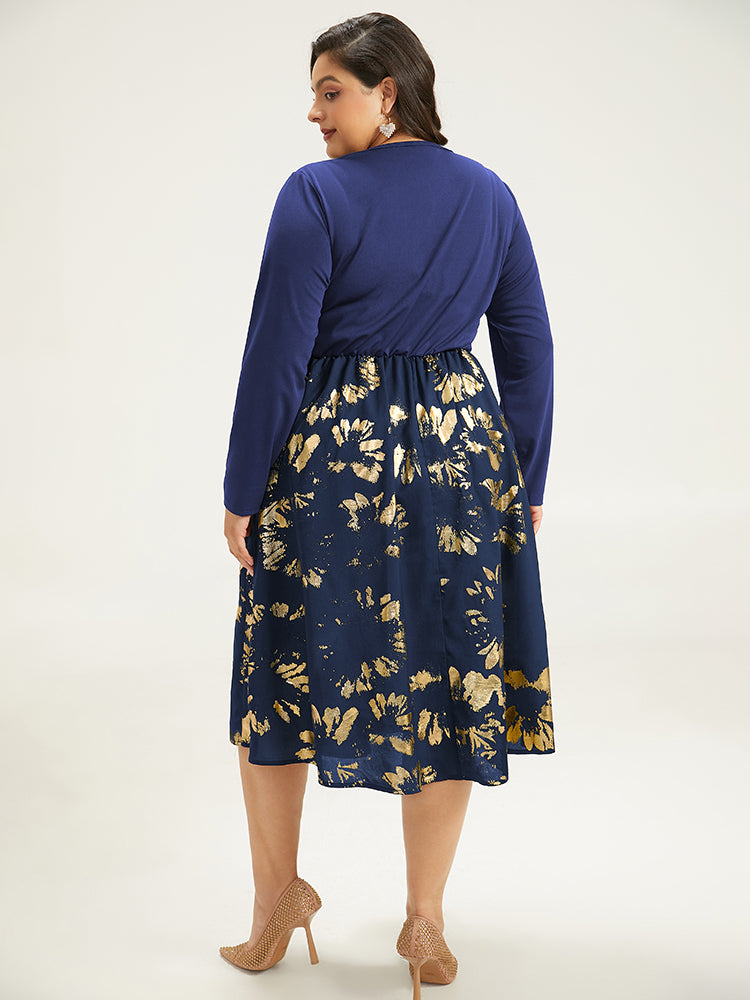 Brush Glitter Pocket Patchwork Dress